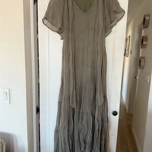 Listicle Flowing Gray Maxi Dress